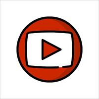 Youtube logo in a red circle vector