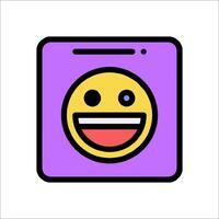 A purple square with a smiley face on it vector