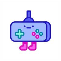 A cartoon game controller with a pink and blue face vector