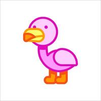 A pink flamingo with orange beak and orange feet vector