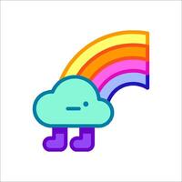 A cartoon cloud with a rainbow on it vector