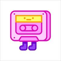 A cartoon cassette player with a purple background vector