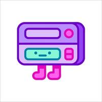 A purple and pink computer with a face on it vector