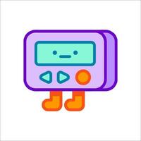A purple and orange robot with a clock on it vector