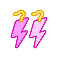 Two pink lightning bolts with yellow lightning bolts on them vector