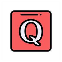 A red and white q icon on a white background vector