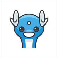 A blue monster with horns and a smile vector