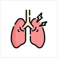 Lungs with a lightning bolt on the chest vector