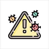 A warning sign with a virus and a virus icon vector
