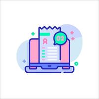 A laptop with a paper and a question mark icon vector