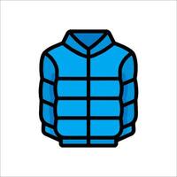 A blue puffy jacket icon on a white background vector