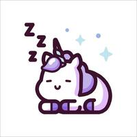 A cute unicorn sleeping on a white background vector