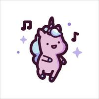 A cartoon unicorn with music notes on it vector