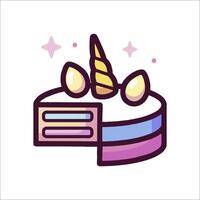 A cake with a unicorn horn on top vector