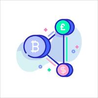 Bitcoin and dollar icons in a flat style vector