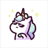 A cartoon unicorn with a sad face vector