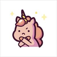 A cartoon unicorn with a sad face vector