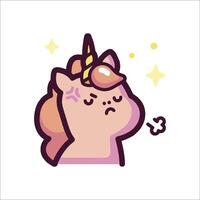 A cartoon unicorn with a pink mane and a star on its head vector