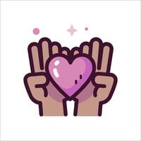 Hands holding a heart icon vector