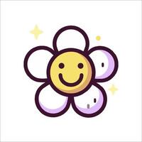 A smiley face flower with stars on it vector
