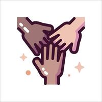 Hands together icon with a group of hands vector