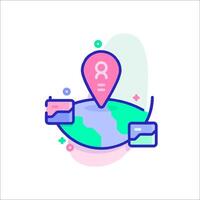 A map with a pin on it and a phone vector