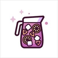 A pitcher of lemonade with slices of lemon and marshmallows vector