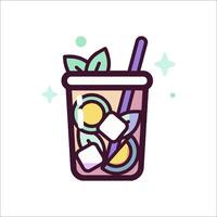 A drink with ice and fruit in it vector