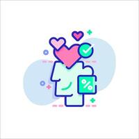 Love and money icon with a heart and a percentage vector