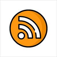 A rss icon in a circle on a white background vector
