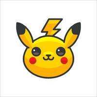 Pikachu face with lightning bolt on it vector