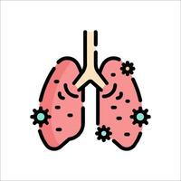 Lungs with a virus icon on a white background vector
