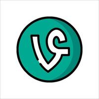 The v logo in a circle with a green background vector