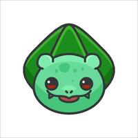 A green frog with a green hat on it vector