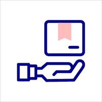 A hand holding a box with a pink ribbon vector