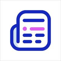 A blue and purple icon with a newspaper vector