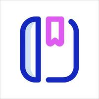 The icon for the book is shown in a blue and pink color vector