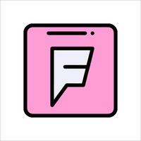A pink square with a black and white logo vector