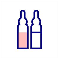 Two bottles of liquid with a pink liquid inside vector