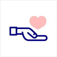 A hand holding a heart icon vector