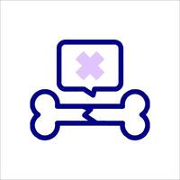 A dog bone with a speech bubble and an x vector
