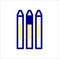 Three pencils with yellow and blue lines on a white background vector