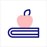 A pink apple on top of a book vector