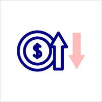 A dollar sign and an arrow pointing up vector