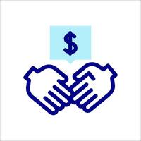 Handshake icon with dollar sign vector