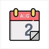 A calendar with the date august 2 on it vector