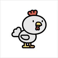 A cartoon chicken with a red head and a red beak vector