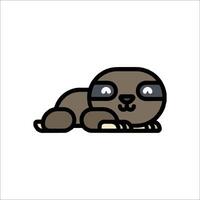 A cartoon sloth lying down on the ground vector