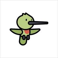 A cartoon bird with a long beak and a long tail vector
