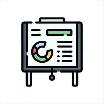 A whiteboard with a pie chart on it vector